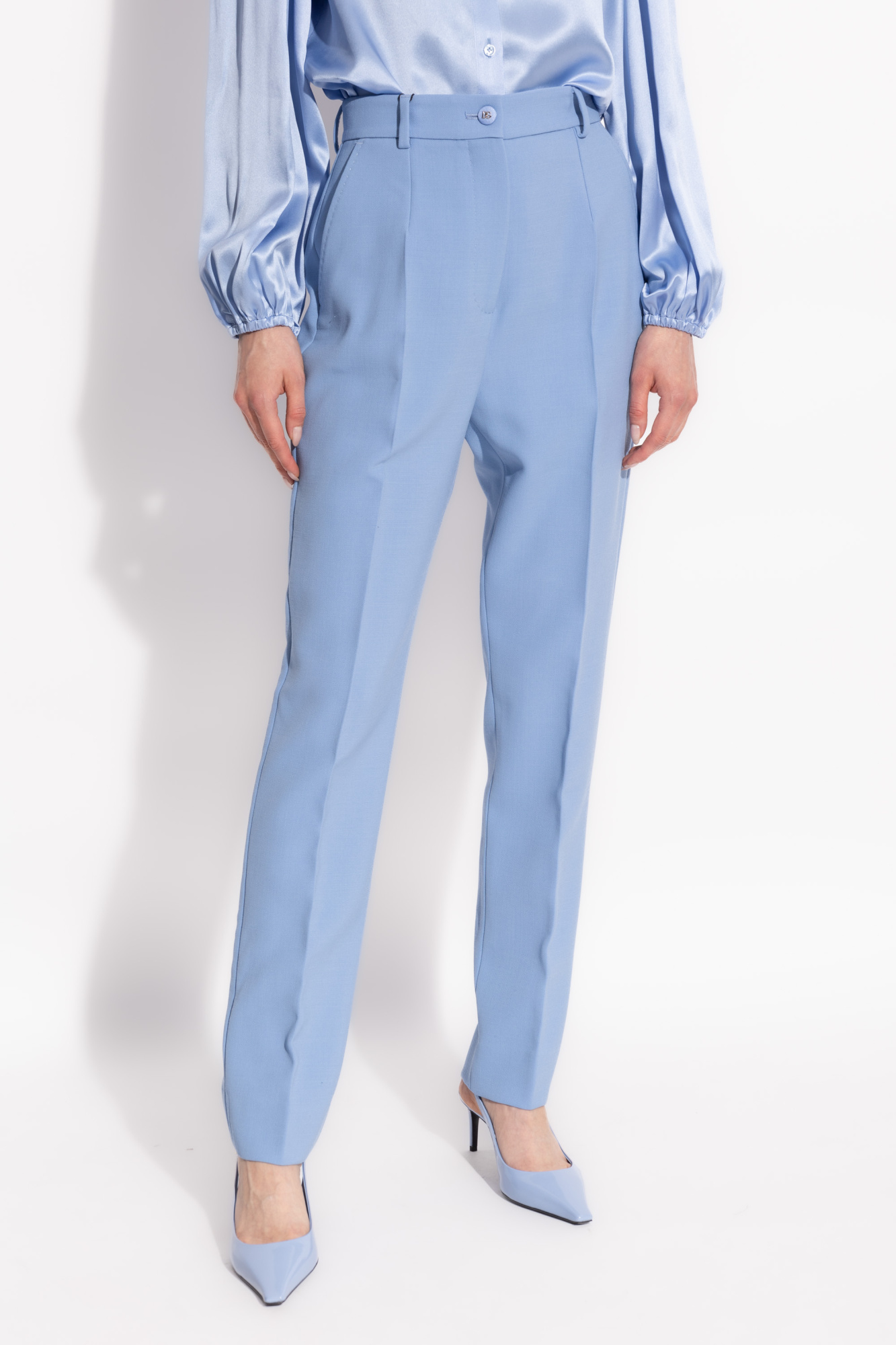 【関税込み】DOLCE&GABBANA WOOL PALAZZO TROUSERS Stretch wool twill pants with wide leg in Black for Men